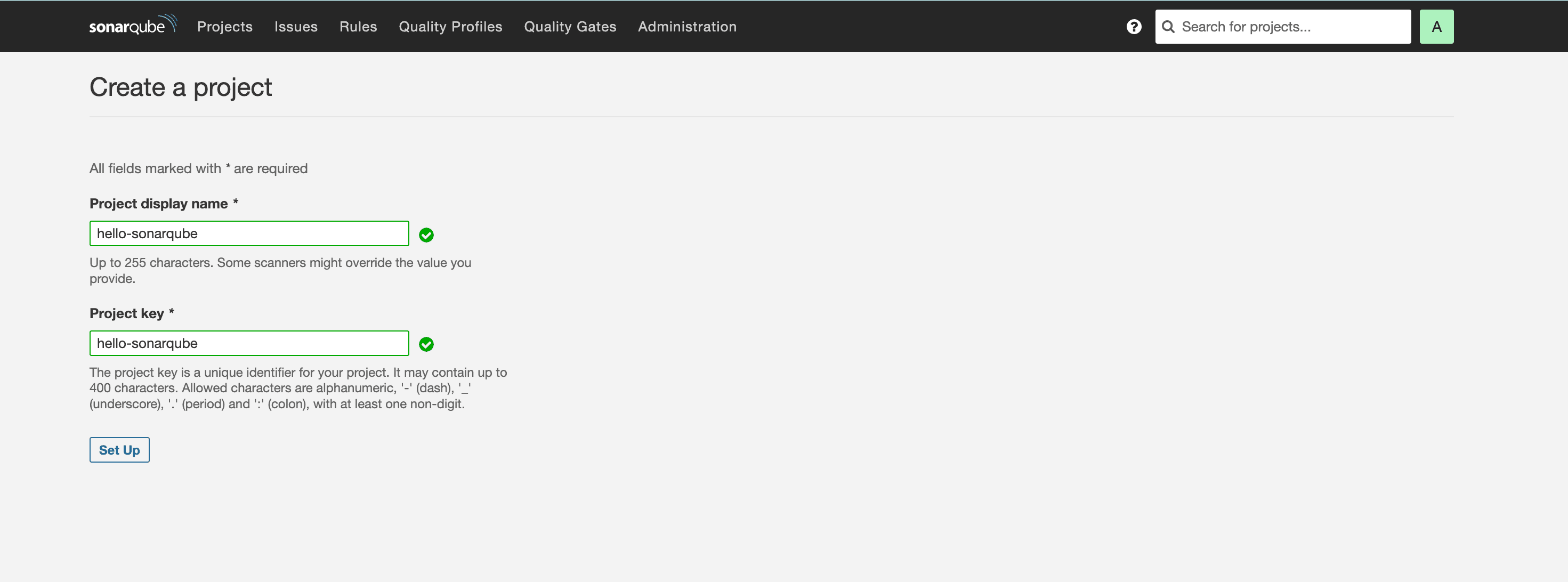 sonarqube-create-project