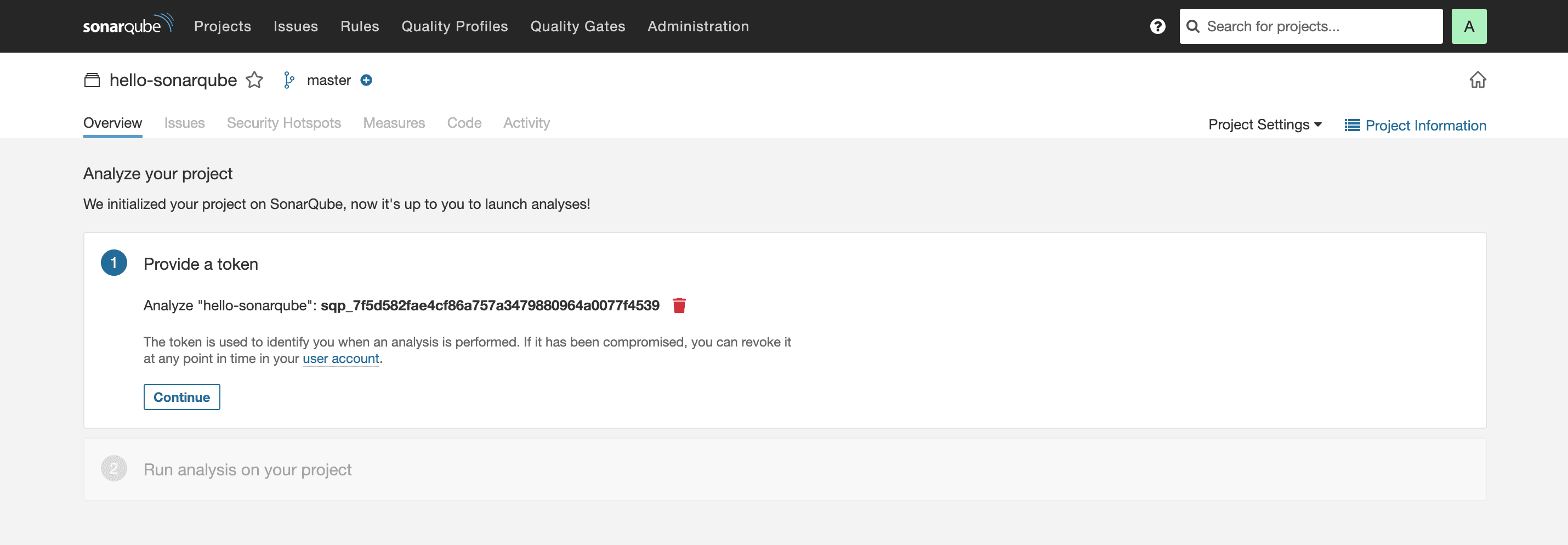 sonarqube-create-project