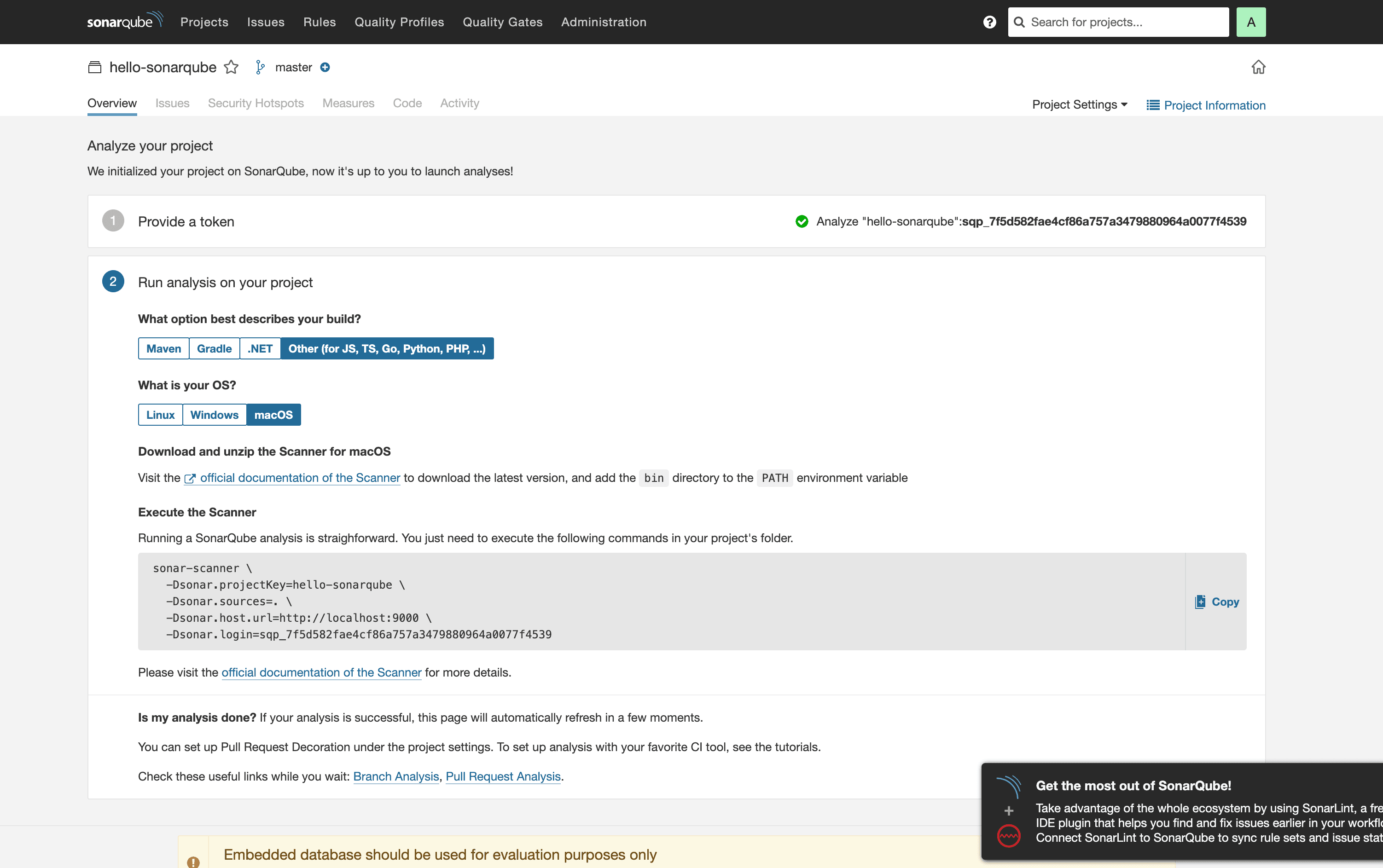 sonarqube-create-project