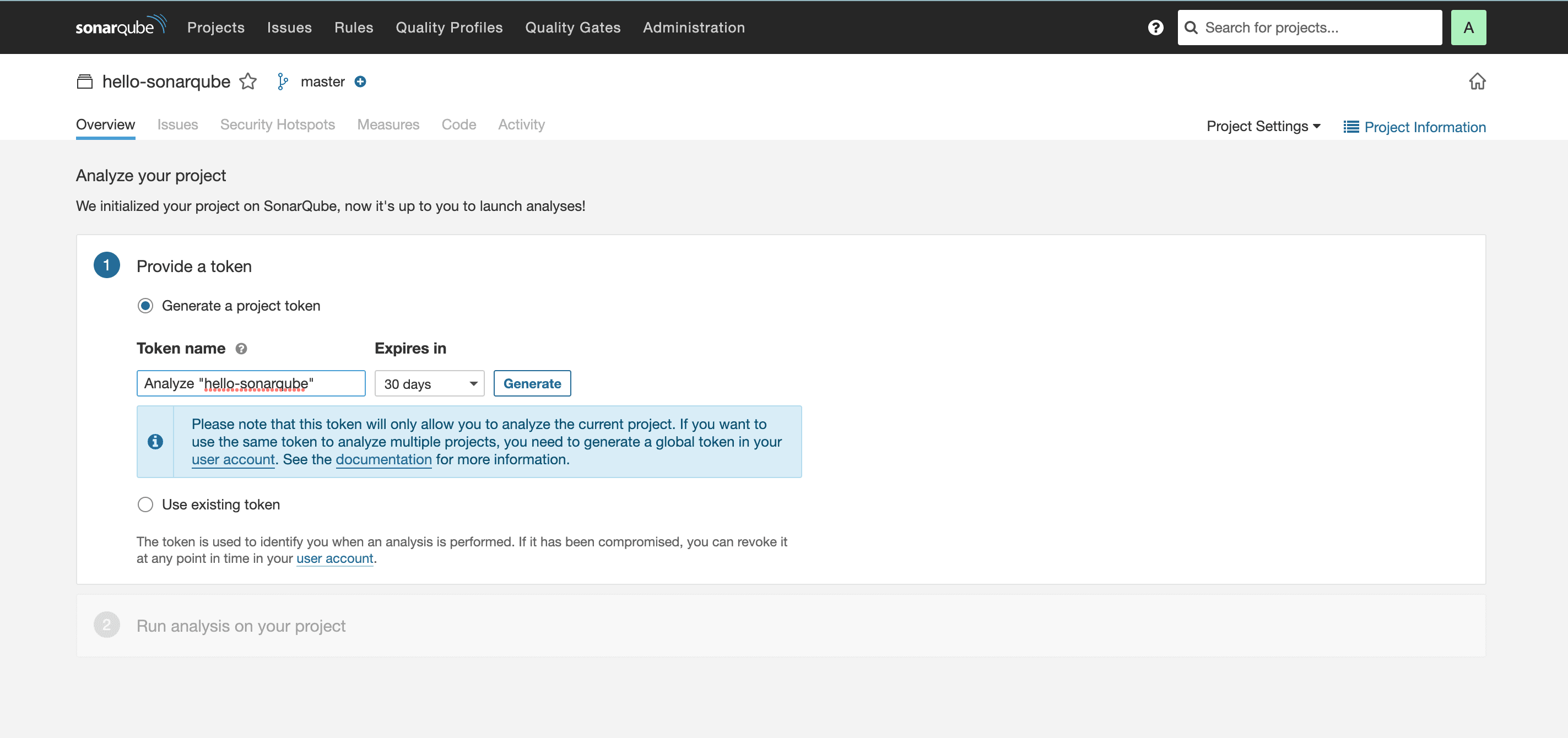 sonarqube-create-project