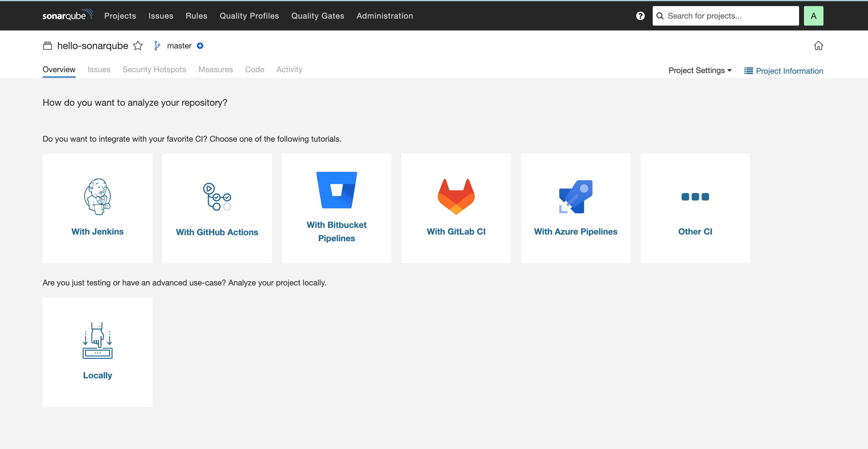 sonarqube-create-project